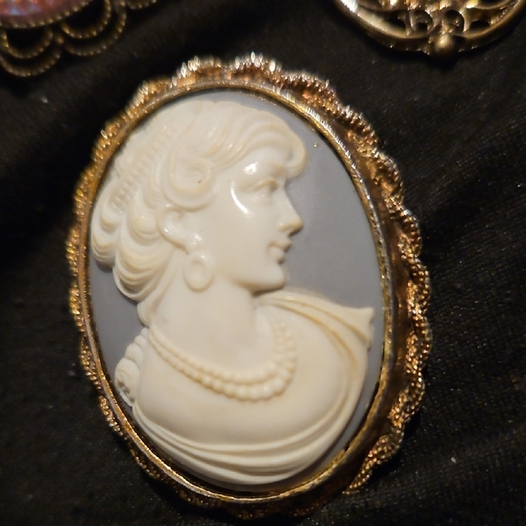 Elegant Cameo Brooch Set - Goldtone  and Cream - Picture 5 of 8